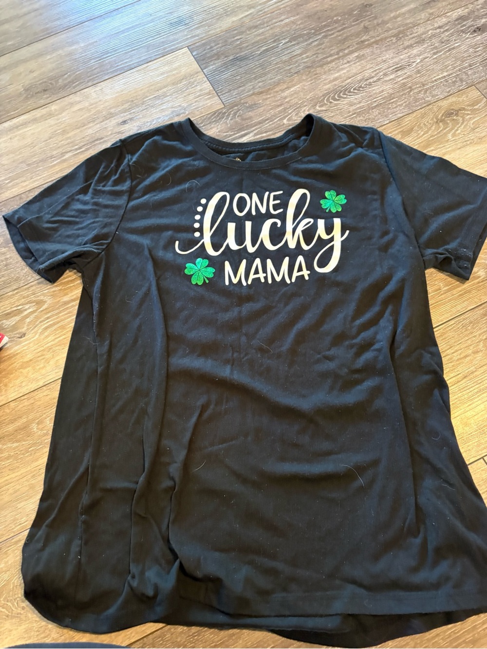 Black "One Lucky Mama" Graphic Tee